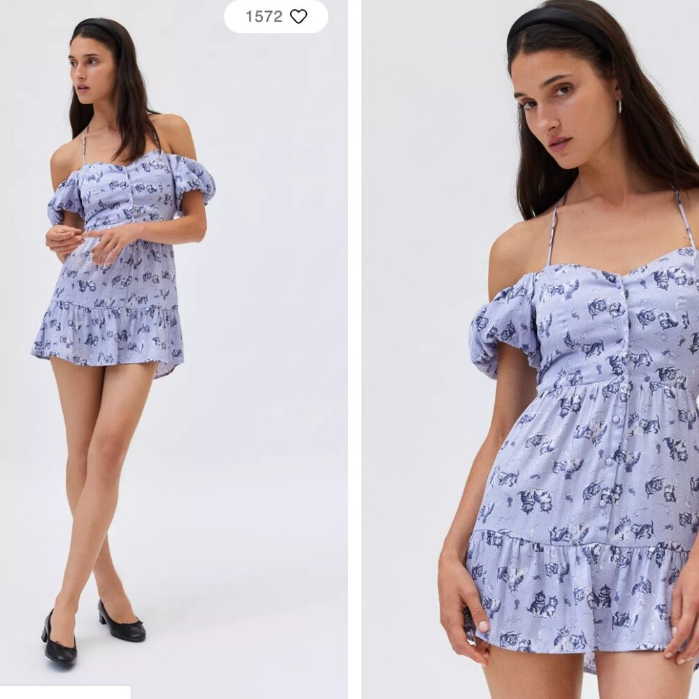 Kimchi Blue Courtney Cold Shoulder Mini Dress - sz S - Picture 9 of 9